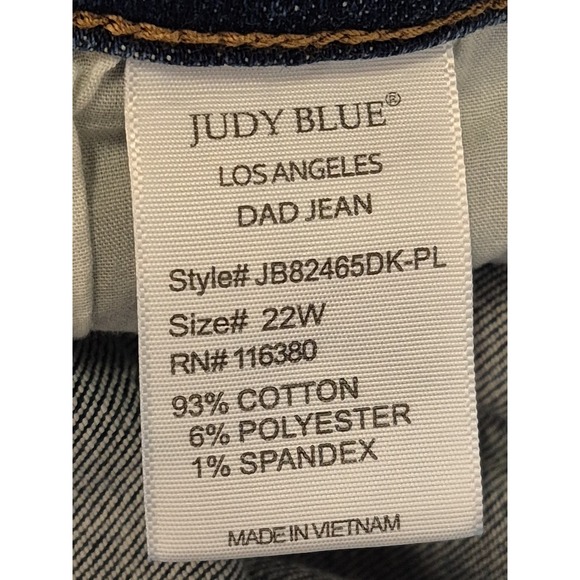 Judy Blue Jeans Womens 22W Dad Straight High Rise Stretch Raw Hem Ripped Denim - Picture 9 of 9